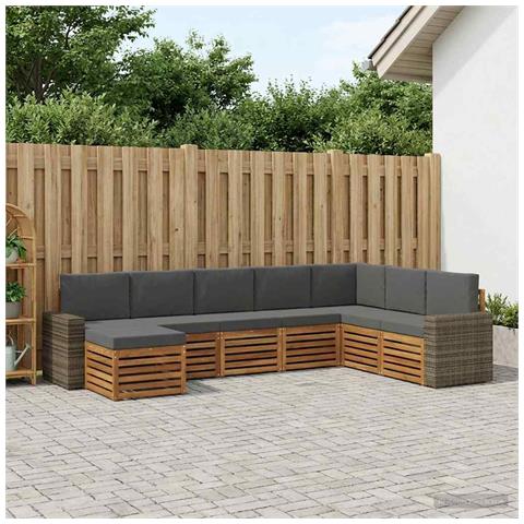 Set di divani da esterno con cuscino 8 pcs Naturale e Antracite - Foto 2