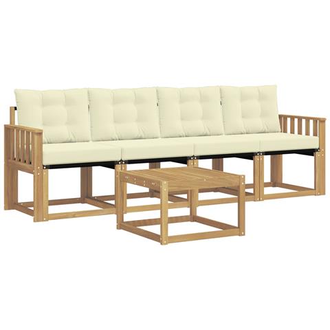 Set di divani da esterno con cuscino 5 pcs Bianco e Crema - Foto 1