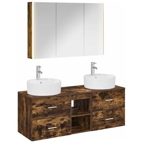 Set di mobili per il bagno 4 pcs Rovere Fumo - Foto 1