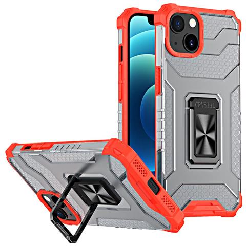 Custodia Crystal Ring Con Supporto Resistente Per Iphone 13 Mini Rossa - Foto 1