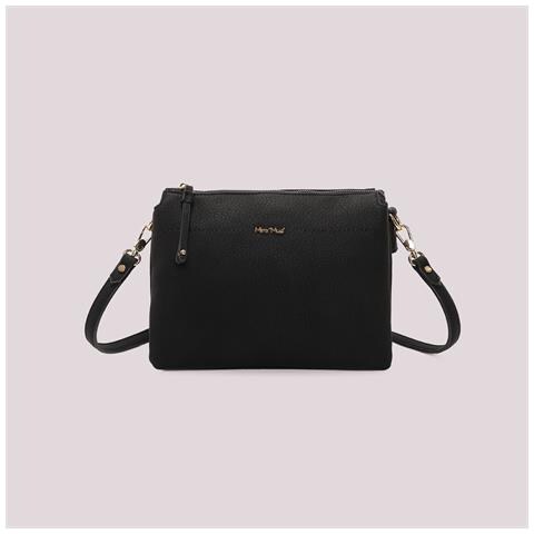 borsa a tracolla con fianchi effetto camoscio NERO - Foto 1
