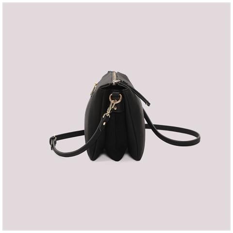borsa a tracolla con fianchi effetto camoscio NERO - Foto 4
