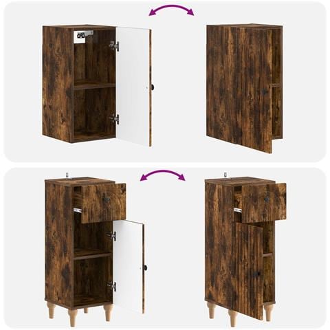 Set di armadietti da bagno in 3 pezzi ALKMAAR Rovere Fumo - Foto 2