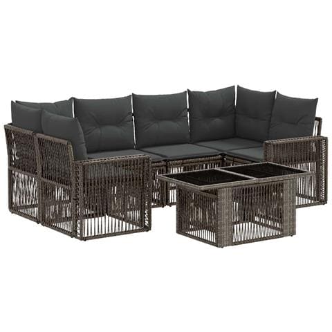 Set Divano da Giardino 7 pz Grigio e Grigio Scuro polyrattan - Foto 1