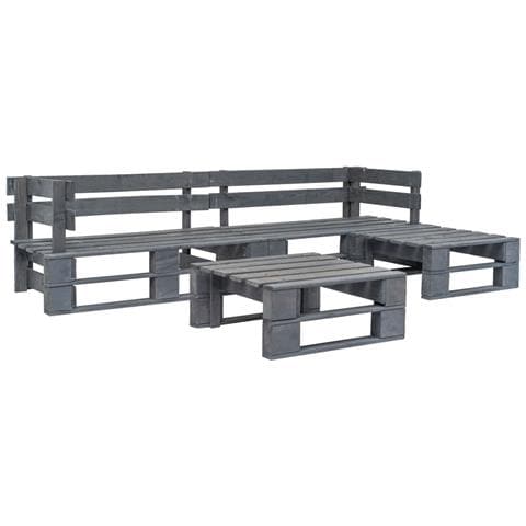 Set Divani da Giardino con Pallet 4 pz in Legno Grigio - Foto 1