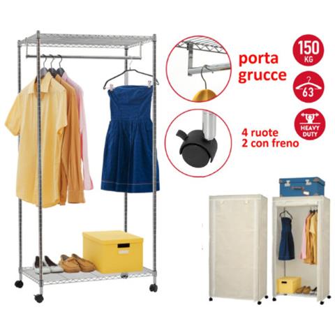 Artmoon Buffalo - Armadio in tessuto, Appendiabiti con ripiano superiore e alla base su ruote, con protezione antipolvere in tessuto - Foto 7