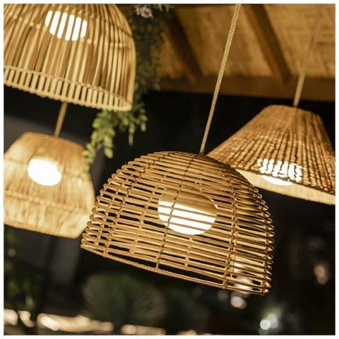 Lampada A Sospensione Led 9w Bossa 20 Battery Naturale 220xø350 Mm Fibre Naturali - Foto 1