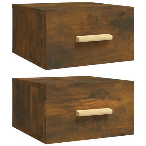 Comodini A Muro 2 Pz Rovere Fumo 35x35x20 Cm - Foto 1