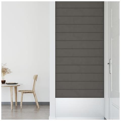 Pannelli Murali 12 Pz Grigio Scuro 90x15 Cm Velluto 1,62 M - Foto 2