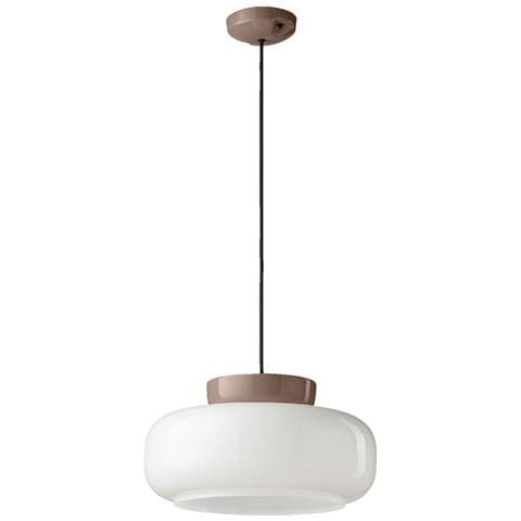 Sospensione Vintage Decò Maracana Ceramica-vetro Bianco-marrone 1 Luce E27 - Foto 1