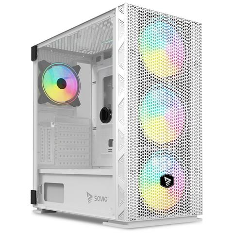 Case Computer Desktop Atx Raptor White X1 Nero Multicolore - Foto 1