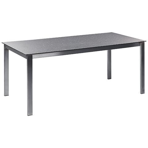 Tavolo Da Giardino Vetro Temperato E Acciaio Inox Nero E Argento 180 X 90 Cm Cosoleto - Foto 2