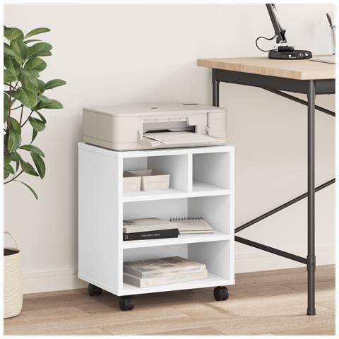 Supporto Per Stampante Con Ruote Bianco 41x32x48 Cm - Foto 3