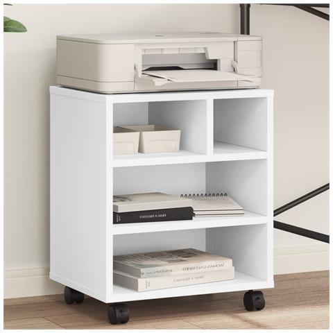 Supporto Per Stampante Con Ruote Bianco 41x32x48 Cm - Foto 1