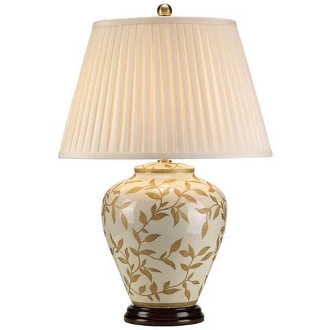 Lampada Da Scrivania Contemporanea Leaves Brown Gold Porcellana Oro 1 Luce E27 - Foto 1