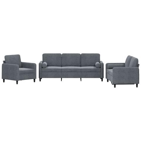 Set Di Divani 3 Pz Con Cuscini Grigio Scuro In Velluto - Foto 1