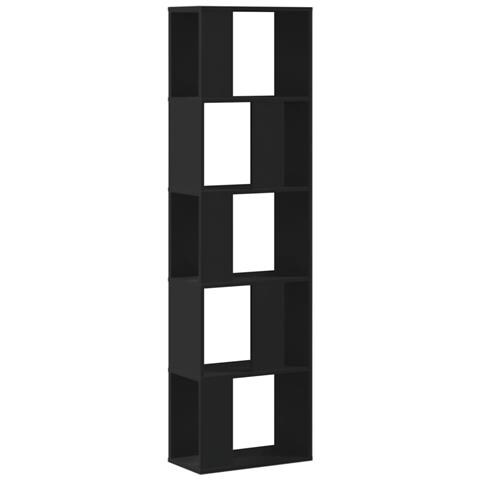 Libreria 5 Ripiani Nera 45x23,5x162,5cm In Legno Multistrato - Foto 2