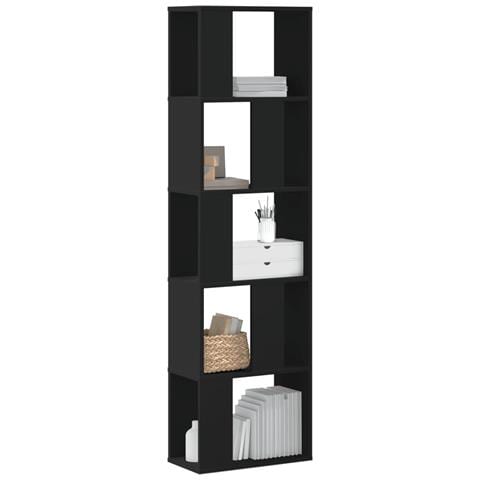 Libreria 5 Ripiani Nera 45x23,5x162,5cm In Legno Multistrato - Foto 1