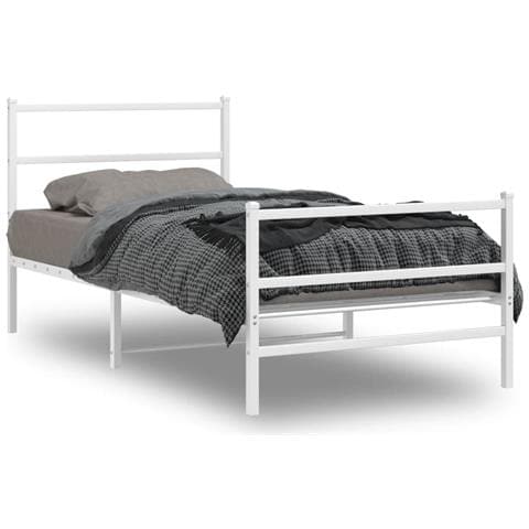 Giroletto Con Testiera E Pediera Metallo Bianco 107x203 Cm - Foto 2
