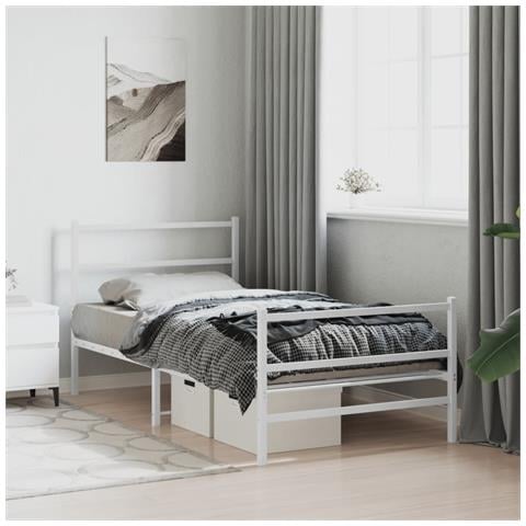 Giroletto Con Testiera E Pediera Metallo Bianco 107x203 Cm - Foto 1
