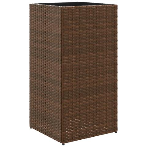 Fioriera Da Giardino Marrone 40x40x80 Cm In Polyrattan - Foto 2