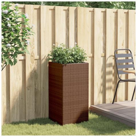 Fioriera Da Giardino Marrone 40x40x80 Cm In Polyrattan - Foto 3