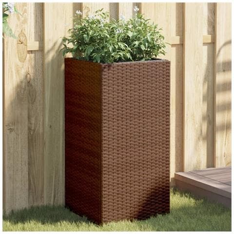 Fioriera Da Giardino Marrone 40x40x80 Cm In Polyrattan - Foto 1