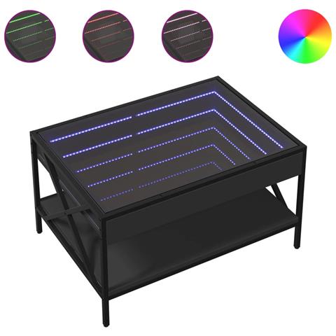 Tavolino Da Salotto Con Led Infinity Nero 70x50x38 Cm - Foto 2