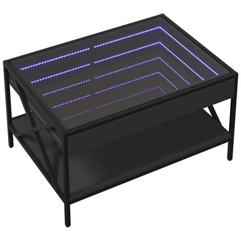 Tavolino Da Salotto Con Led Infinity Nero 70x50x38 Cm - Foto 3