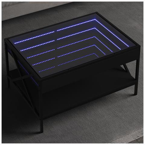 Tavolino Da Salotto Con Led Infinity Nero 70x50x38 Cm - Foto 1