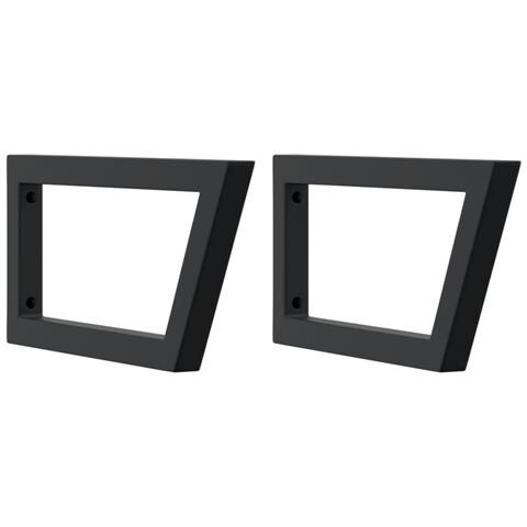 Reggimensole Per Lavabo 2 Pz Nere Trapezio In Acciaio - Foto 2