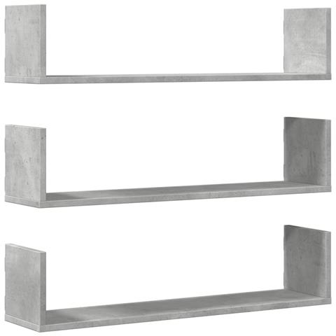 Mensole A Parete 3pz Grigio Cemento 80x18x18 Cm In Truciolato - Foto 2