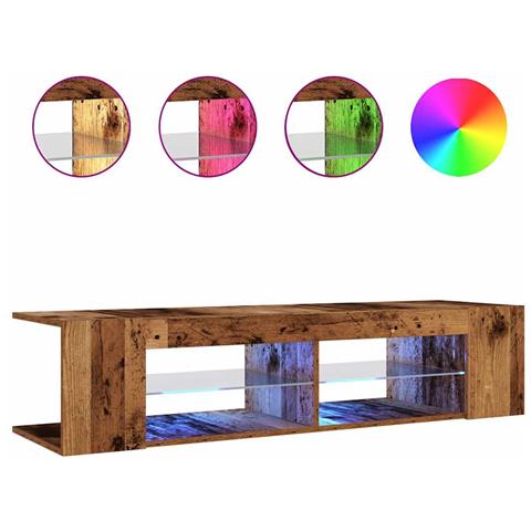 Mobile Porta TV con LED Legno Antico 135x39x30 cm Truciolato - Foto 1