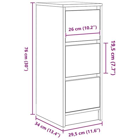 Credenza Bianca 29,5x34x76 cm in Legno Multistrato - Foto 2