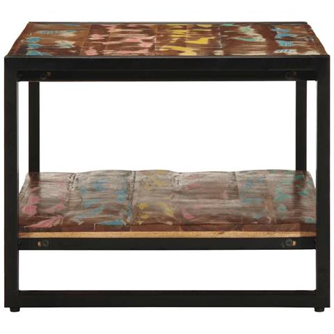 Tavolino Salotto Multicolore 90x50x38cm Legno Massello Recupero - Foto 9