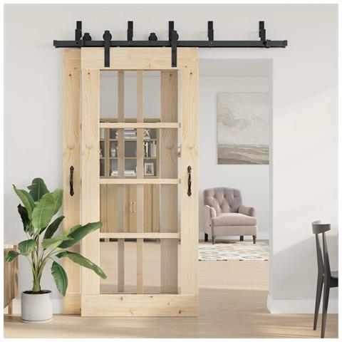 Kit Di Binari Per Porte Scorrevoli 183 Cm Acciaio Nero - Foto 3