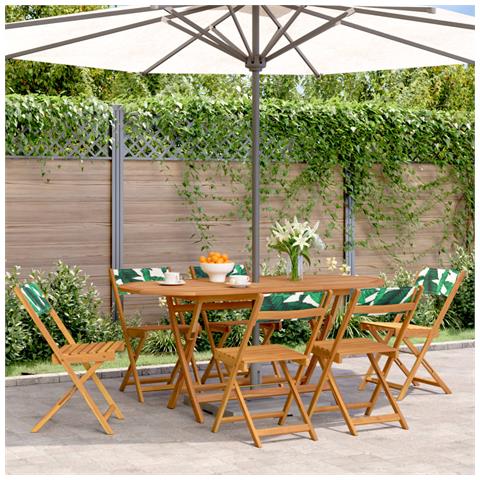 Sedie Da Giardino Pieghevoli 6pz Verde Tessuto E Legno Massello - Foto 8