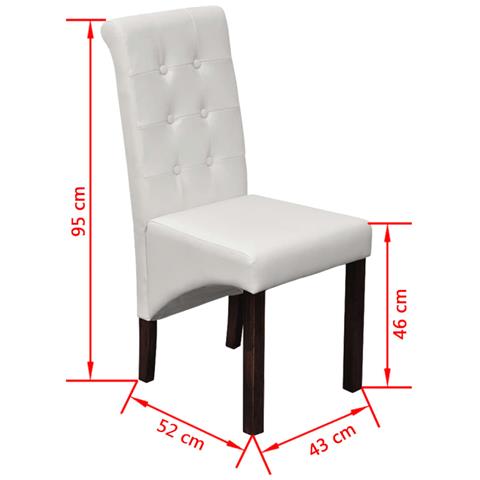 Sedie Da Pranzo 6 Pz Bianche In Similpelle - Foto 8