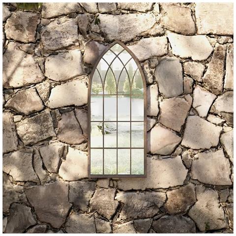 Lusso Casadino -  Specchio Da Giardino Sabbia 70x30 Cm In Ferro Per Uso Esterno - Foto 6