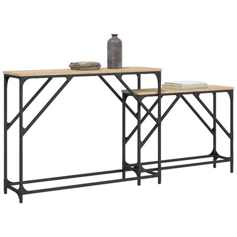 Tavoli Consolle Impilabili 2pz Rovere Sonoma Legno Multistrato - Foto 2