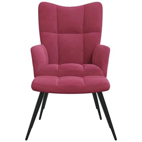 Lusso Casadino -  Poltrona Relax Con Poggiapiedi Rosso Vino In Velluto - Foto 2