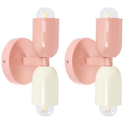 Set Di 2 Lampade Da Parete Topi Metallo Rosa Pastello - Foto 2