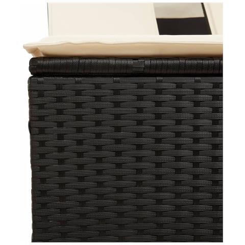 Lettino Prendisole Doppio Baldacchino e Cuscini Nero Polyrattan - Foto 9