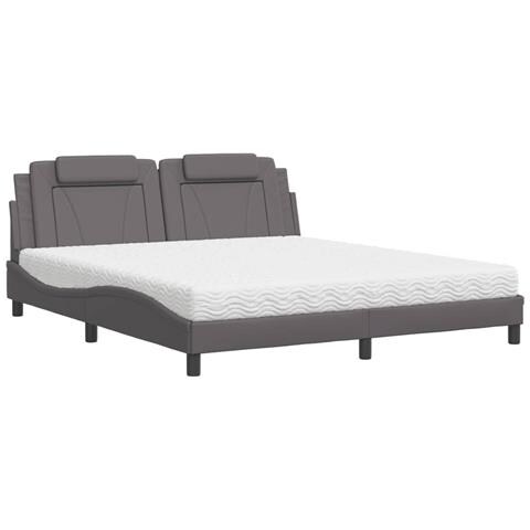 Letto con Materasso Grigio 180x200 cm in Similpelle - Foto 1