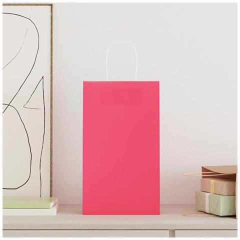 Sacchetti di Carta 250 pz con Manici Rosa 21x11x36 cm - Foto 2