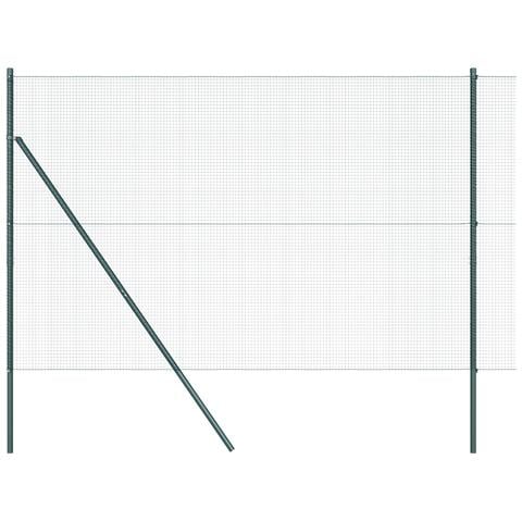 Recinzione in Fil di Ferro Saldato con 7 Pali Verde 1.6x10 m Acciaio - Foto 1