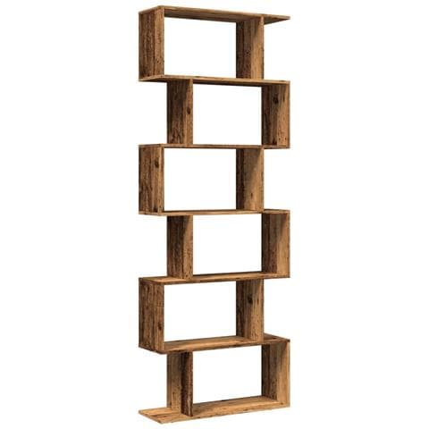 Libreria Divisorio 6Ripiani Legno Antico 70x24x193cm Truciolato - Foto 1