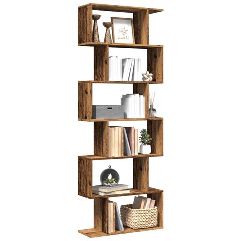 Libreria Divisorio 6Ripiani Legno Antico 70x24x193cm Truciolato - Foto 2