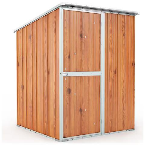 Box In Acciaio Zincato Casetta Da Giardino In Lamiera 1.55 X 1.75 M X H2.02 M - 60 Kg – 2.71 Mq - Colore Effetto Legno - Foto 1