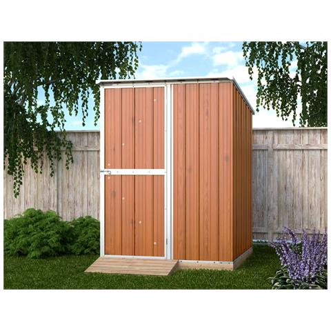 Box In Acciaio Zincato Casetta Da Giardino In Lamiera 1.55 X 1.75 M X H2.02 M - 60 Kg – 2.71 Mq - Colore Effetto Legno - Foto 5